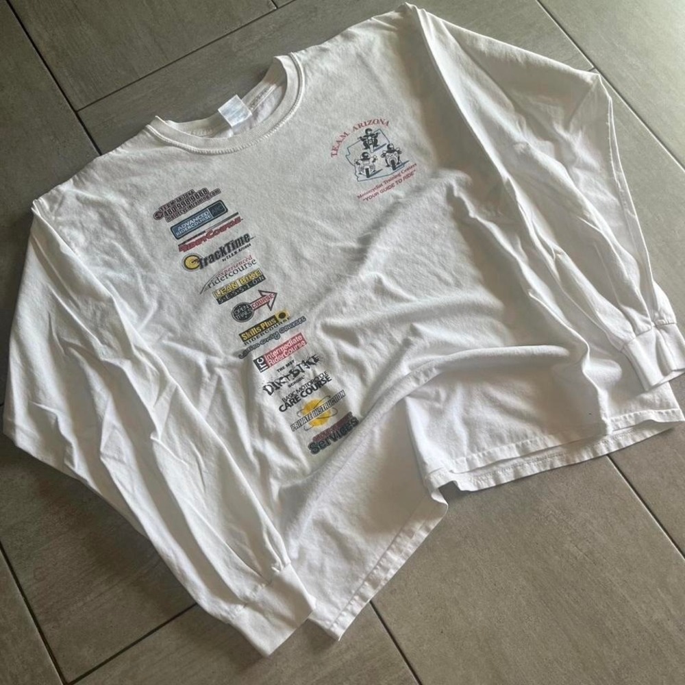 Gildan Team Arizona Motorcycle Training White Long Sleeve Graphic Tee L 22x25 - Picture 2 of 5
